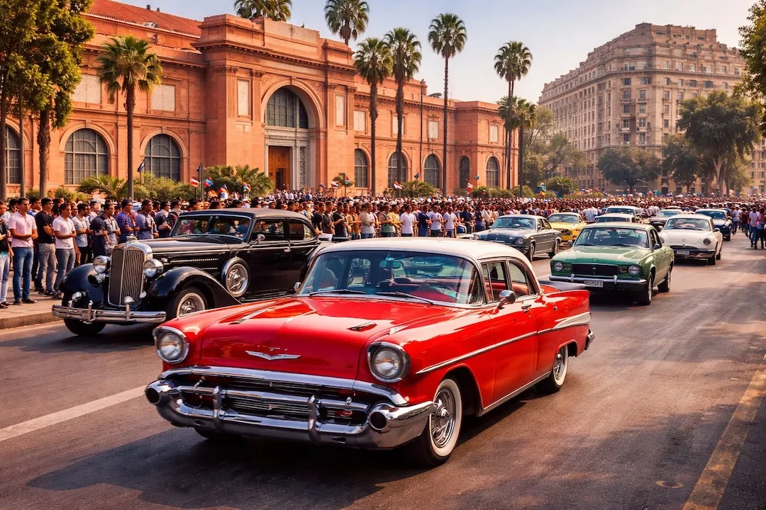 بمشاركة عشرات السيارات النادرة: كرنفال المركبات الكلاسيكية ينطلق في شوارع القاهرة  في أجواء احتفالية مميزة